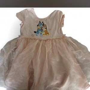 Charming Cartoon Print Kids Dress in Soft Pink